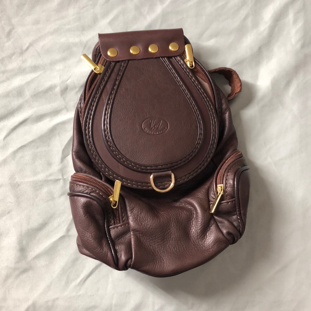 Vera Pelle Brown Leather Mini Backpack Purse